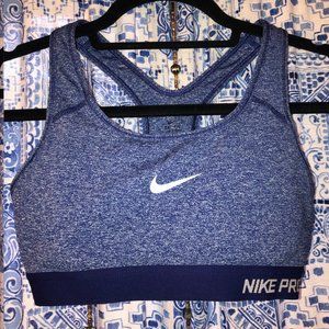 Nike Pro high-impact heathered blue sports bra